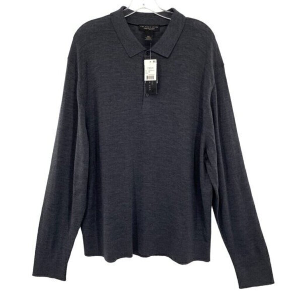 Bloomingdale’s The Men’s Store Merino Wool Long Sleeve Polo Sweater New
